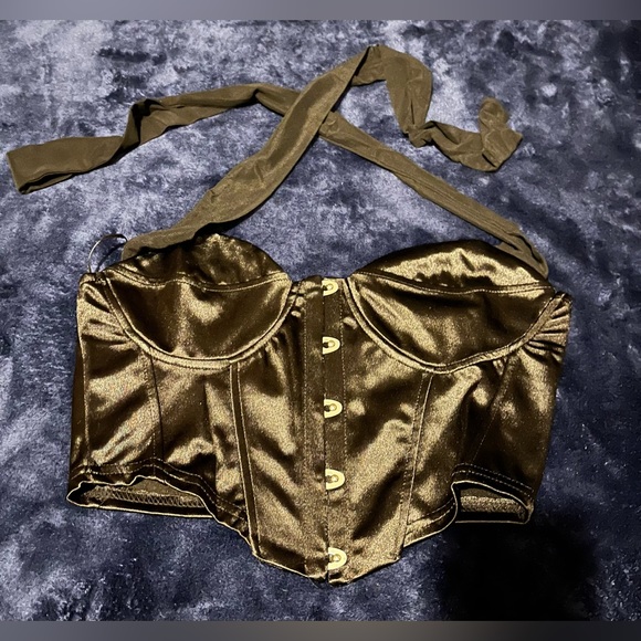 Sexy Magnetic Hook & Eye Design Asymmetrical Ribbon Straps Bustier Crop Camisole - Picture 4 of 17